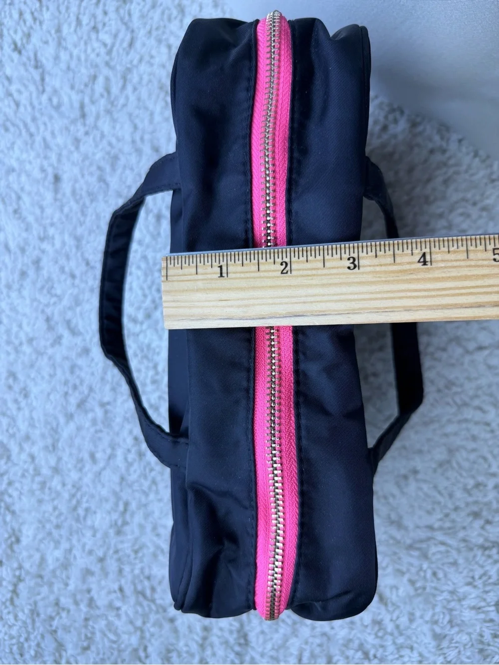 Victoria's Secret Black Travel Cosmetic Bag with Pink Stitching